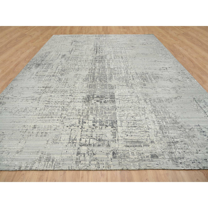 14'0" x 20'0" New Hand Knotted Grey Wool Rectangle Oriental Rug - MOA10265164