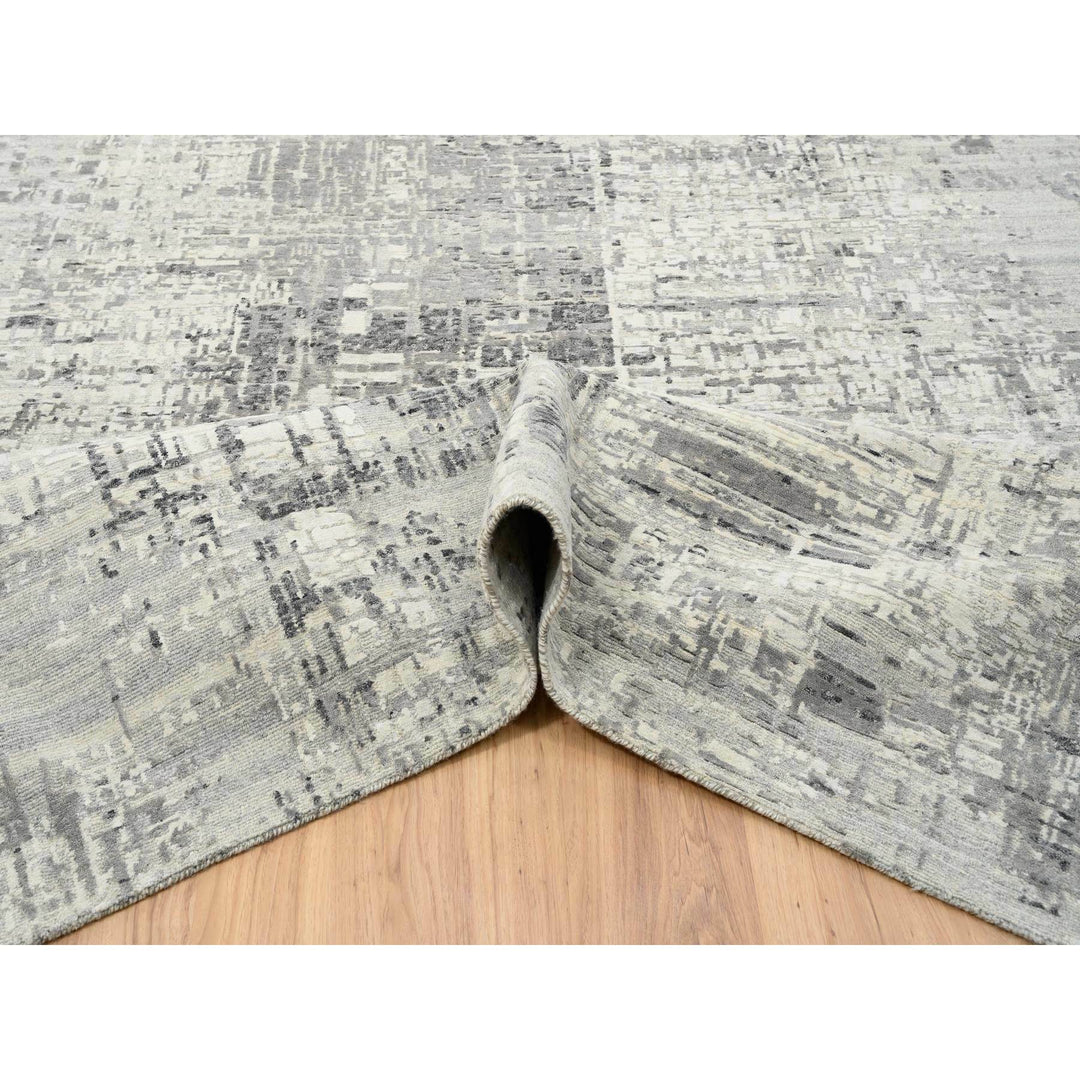 14'0" x 20'0" New Hand Knotted Grey Wool Rectangle Oriental Rug - MOA10265164