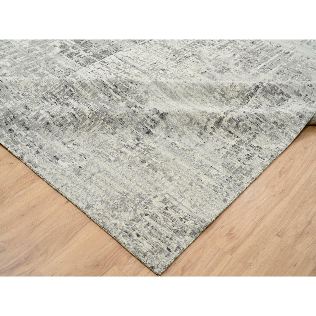 14'0" x 20'0" New Hand Knotted Grey Wool Rectangle Oriental Rug - MOA10265164