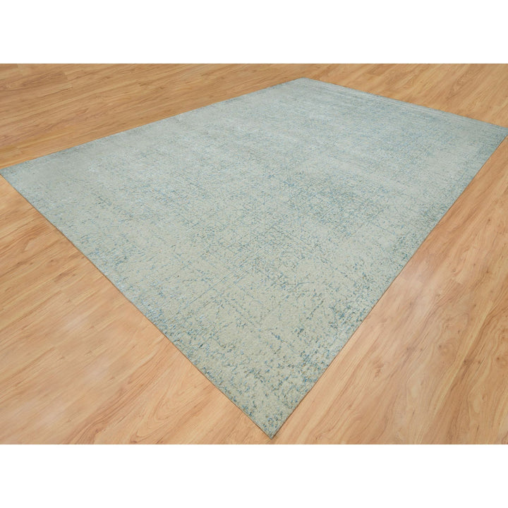 12'0" x 18'0" New Hand Loomed Grey Wool & Silk Rectangle Oriental Rug - MOA10265201