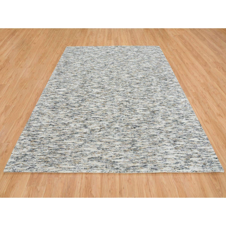 8'3" x 10'0" New Hand Loomed Beige Wool Rectangle Oriental Rug - MOA10265233