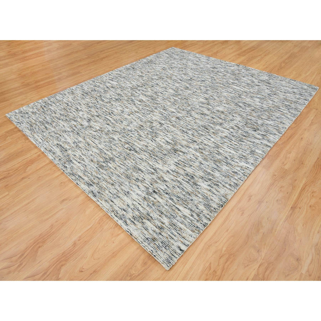 8'2" x 10'0" New Hand Loomed Beige Wool Rectangle Oriental Rug - MOA10265234