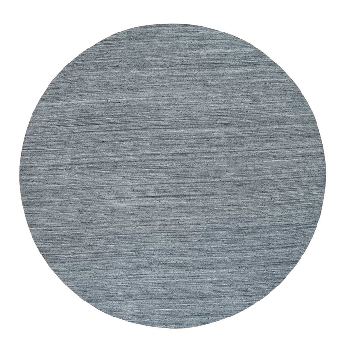 12'0" x 12'0" New Hand Loomed Grey Wool Round Oriental Rug - MOA10265417