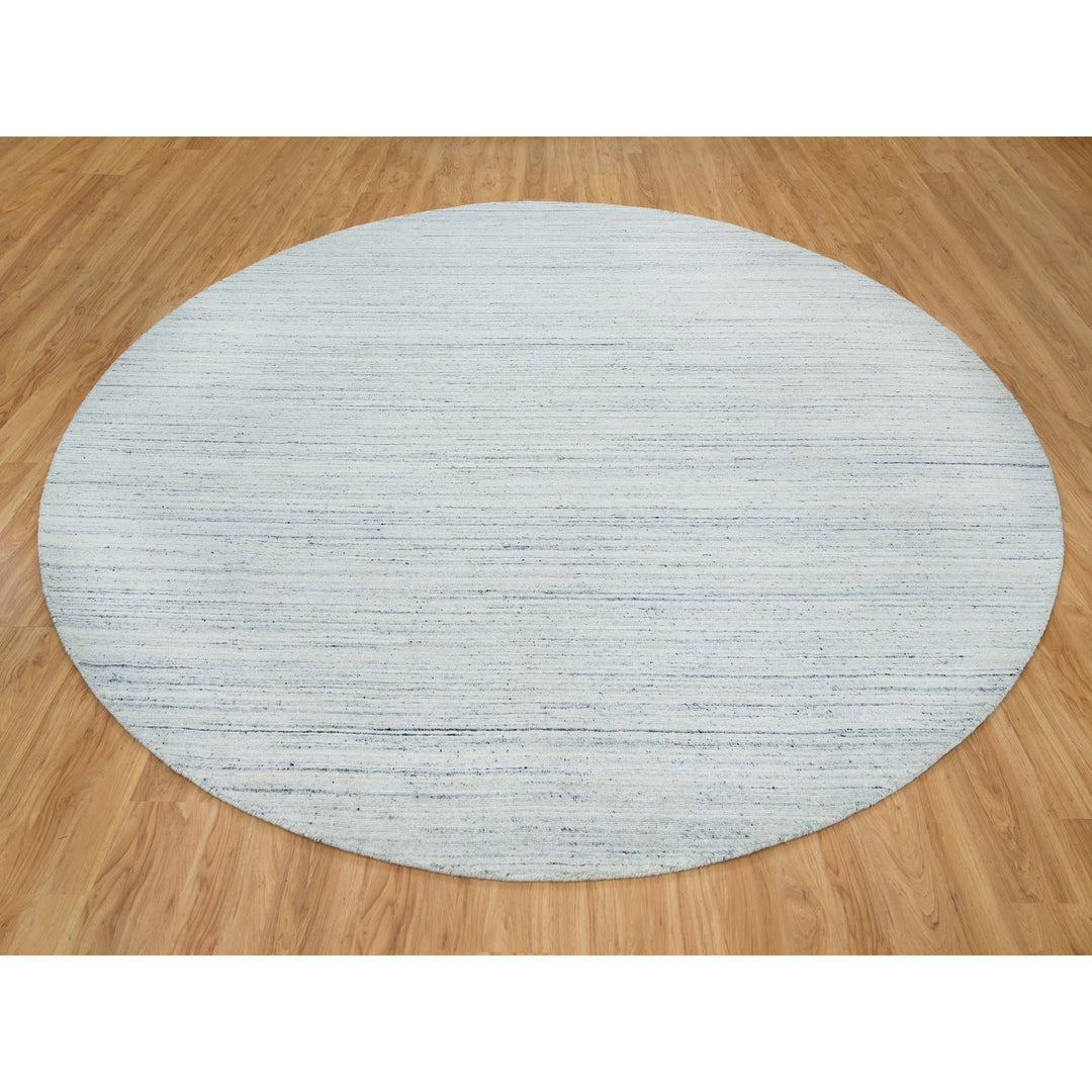 12'0" x 12'0" New Hand Loomed Ivory Wool Round Oriental Rug - MOA10265426