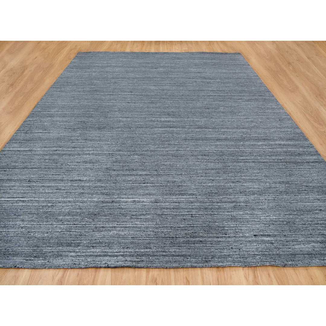 12'1" x 15'1" New Hand Loomed Grey Wool Rectangle Oriental Rug - MOA10265454