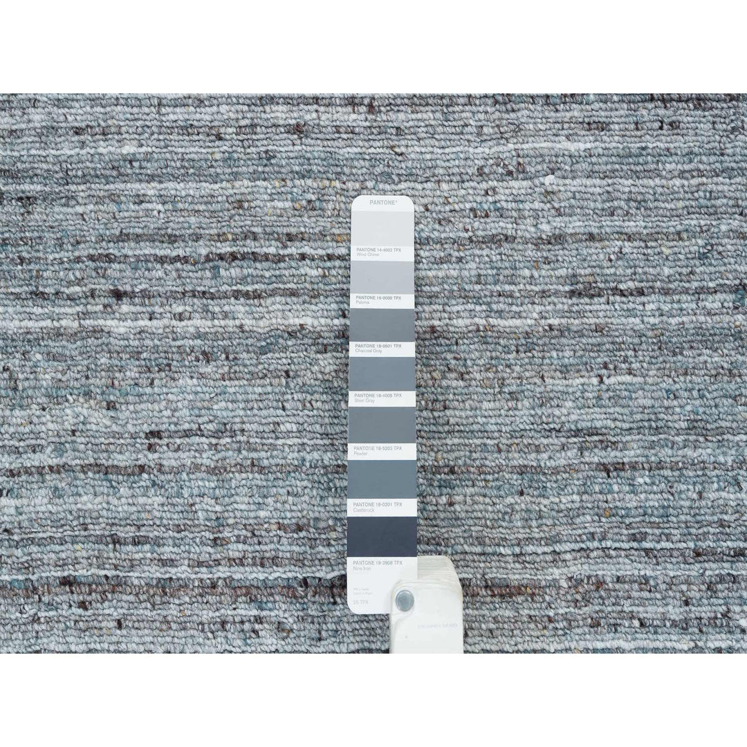 2'7" x 14'0" New Hand Loomed Grey Wool Runner Oriental Rug - MOA10265557