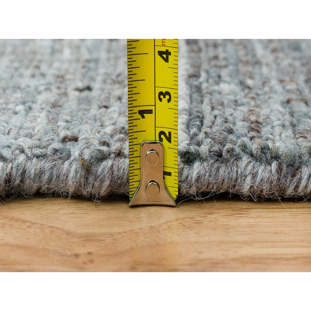 2'7" x 14'0" New Hand Loomed Grey Wool Runner Oriental Rug - MOA10265557