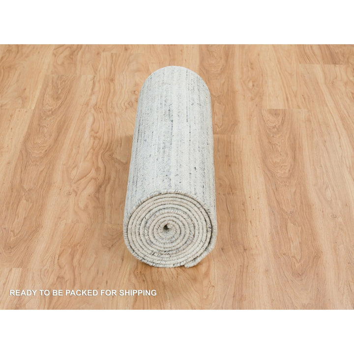 2'8" x 13'10" New Hand Loomed Ivory Wool Runner Oriental Rug - MOA10265570