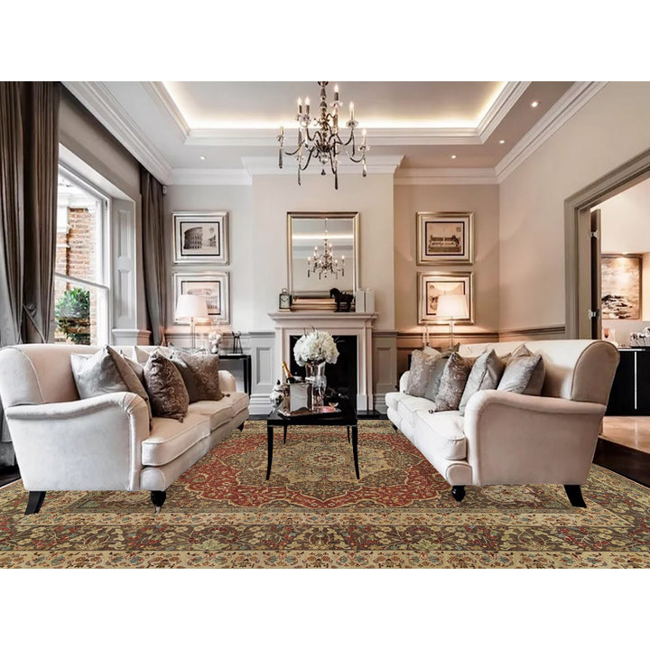 12'0" x 15'2" New Hand Knotted Red Wool Rectangle Oriental Rug - MOA10265753