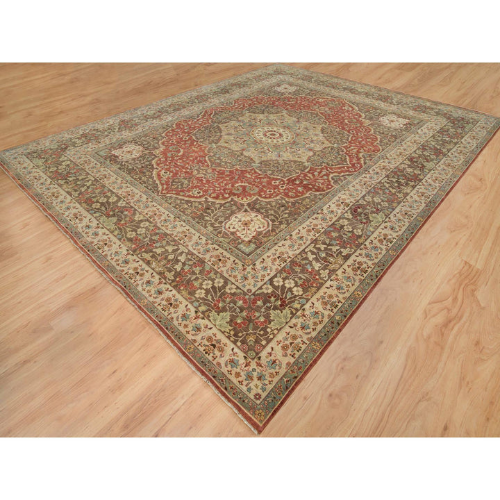 12'0" x 15'2" New Hand Knotted Red Wool Rectangle Oriental Rug - MOA10265753