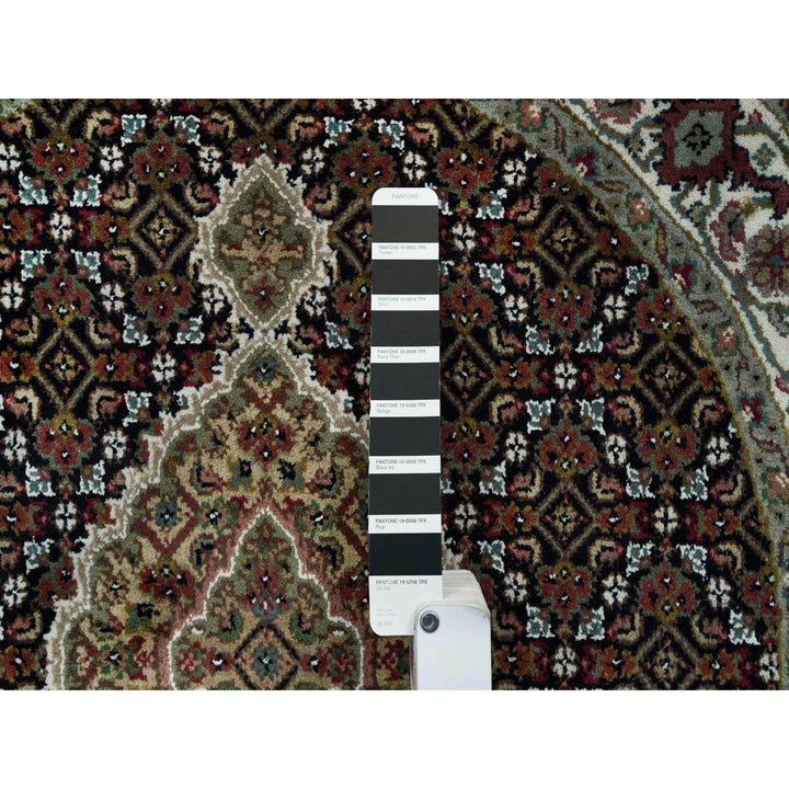 3'3" x 3'3" New Hand Knotted Black Wool Round Oriental Rug - MOA10265783