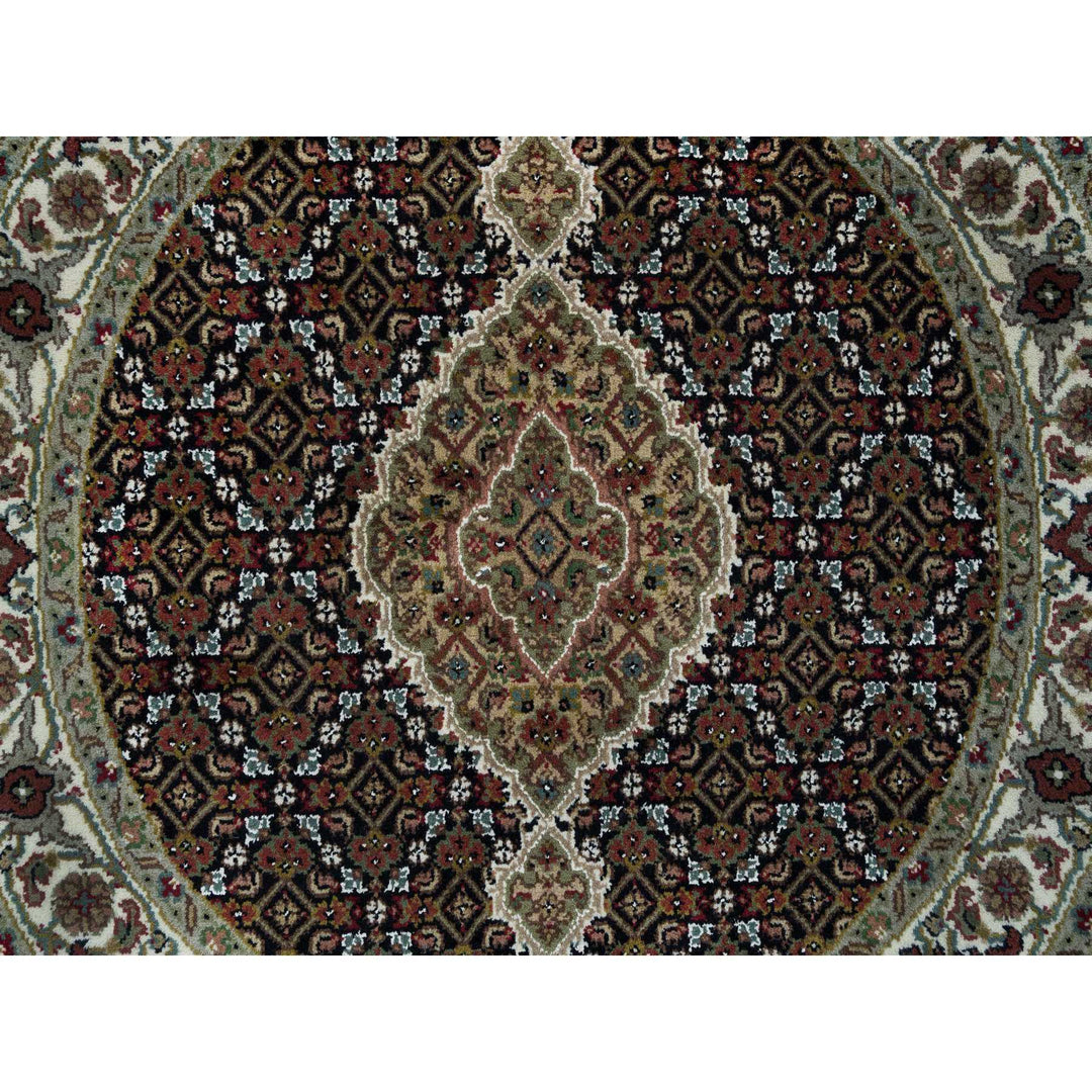 3'3" x 3'3" New Hand Knotted Black Wool Round Oriental Rug - MOA10265783