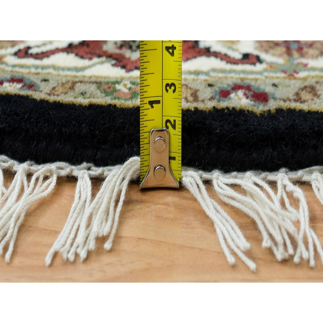 3'3" x 3'3" New Hand Knotted Black Wool Round Oriental Rug - MOA10265783