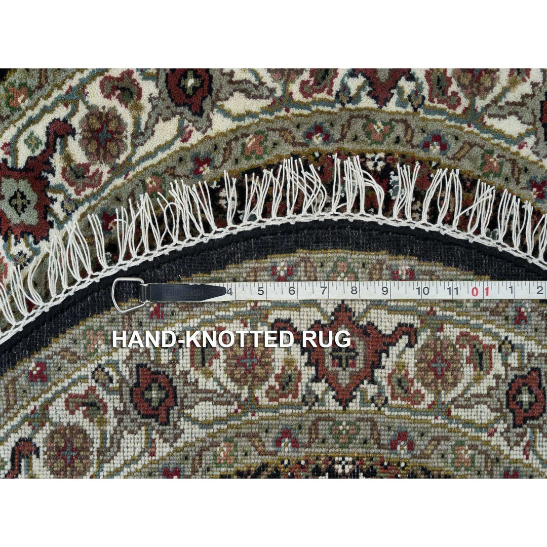 3'3" x 3'3" New Hand Knotted Black Wool Round Oriental Rug - MOA10265783