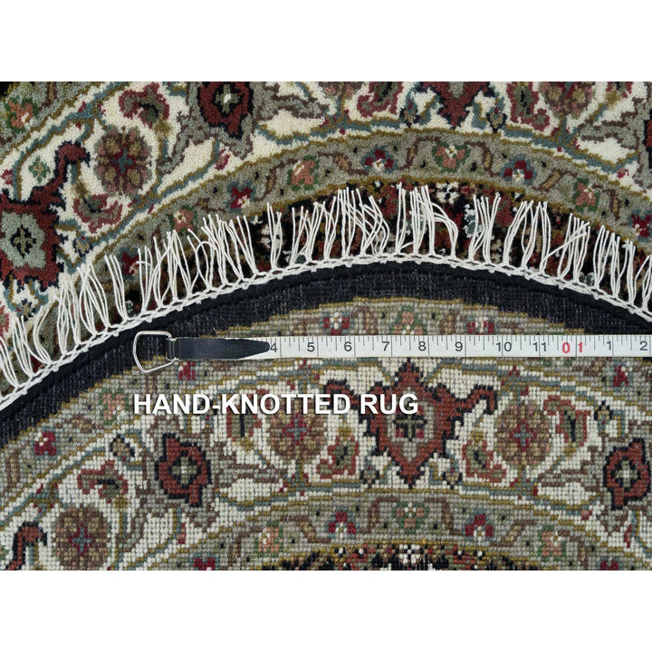3'3" x 3'3" New Hand Knotted Black Wool Round Oriental Rug - MOA10265783