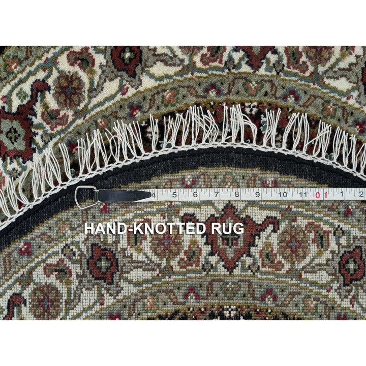 3'4" x 3'4" New Hand Knotted Black Wool Round Oriental Rug - MOA10265784