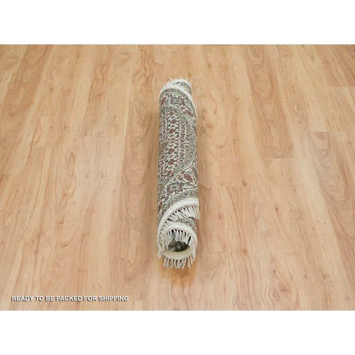 3'4" x 3'4" New Hand Knotted Ivory Wool Round Oriental Rug - MOA10265787