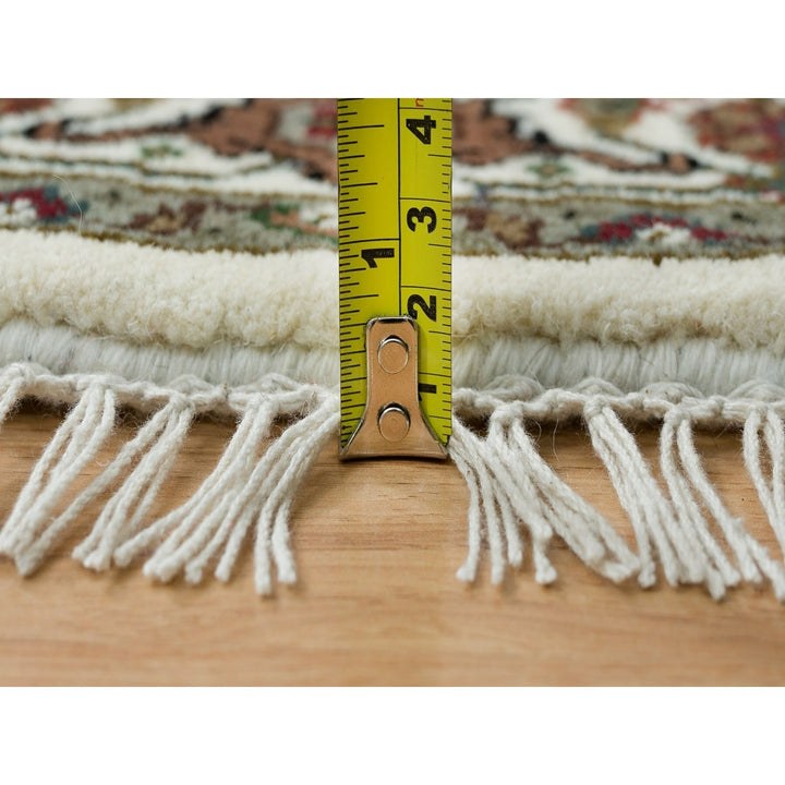 3'4" x 3'4" New Hand Knotted Ivory Wool Round Oriental Rug - MOA10265787