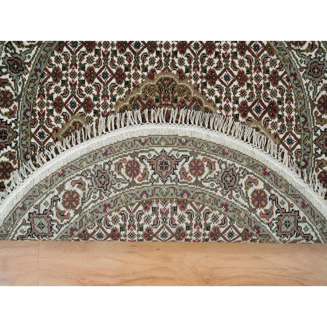 3'4" x 3'4" New Hand Knotted Ivory Wool Round Oriental Rug - MOA10265788