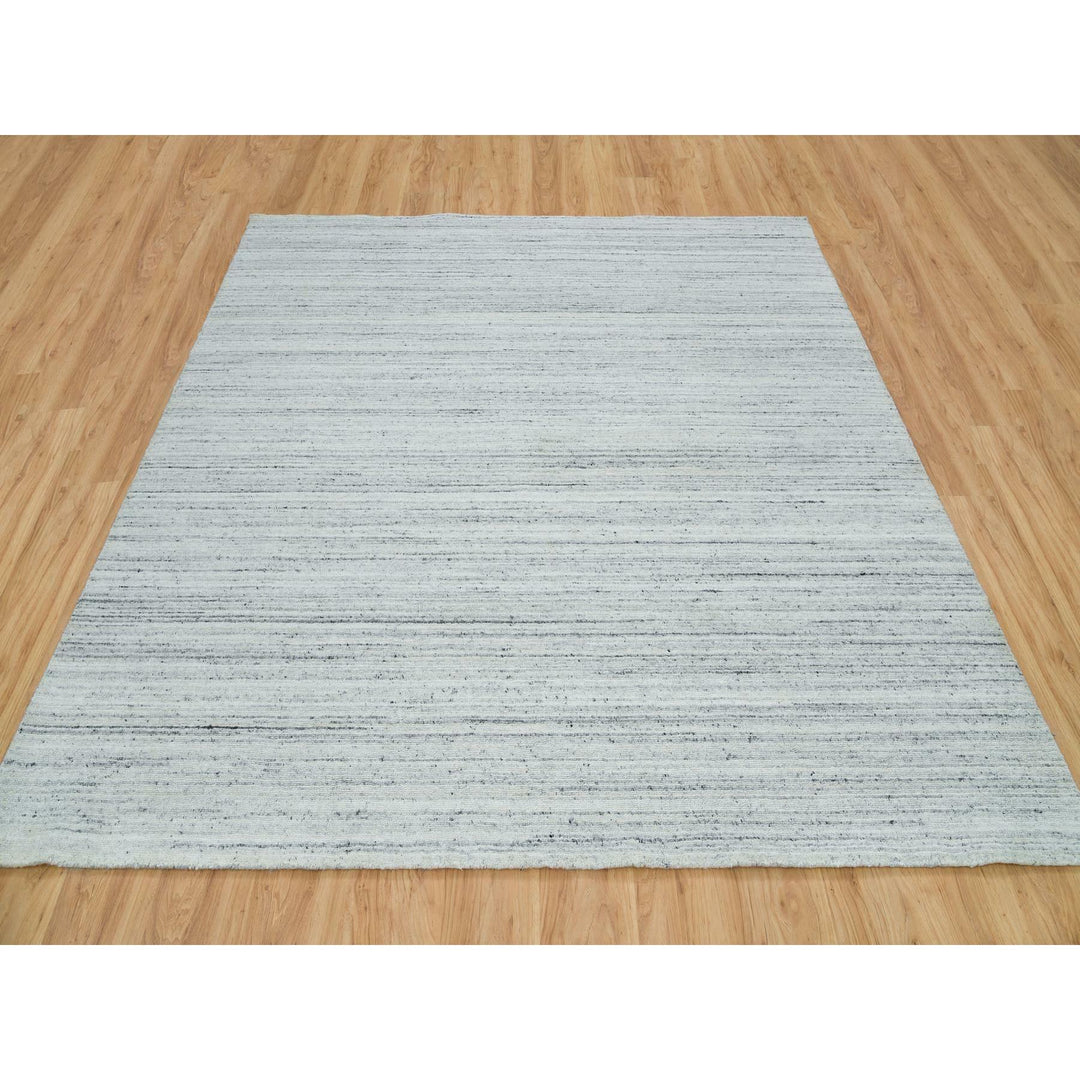 7'11" x 7'11" New Hand Loomed Grey Wool Square Oriental Rug - MOA10265838