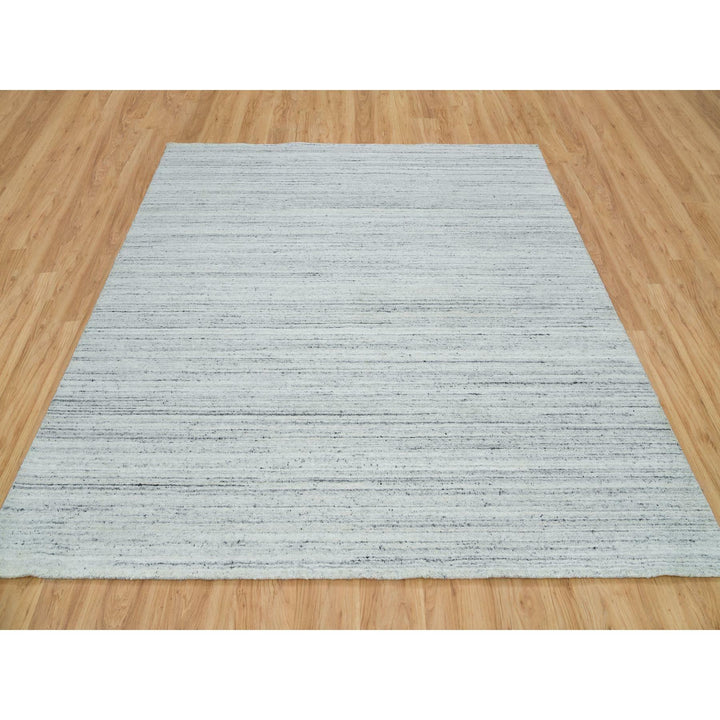 7'11" x 7'11" New Hand Loomed Grey Wool Square Oriental Rug - MOA10265838