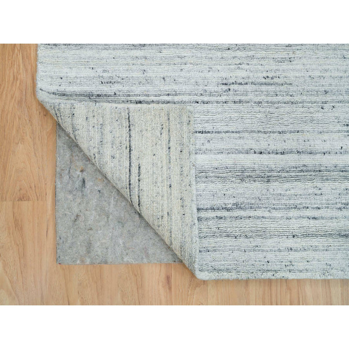 7'11" x 7'11" New Hand Loomed Grey Wool Square Oriental Rug - MOA10265838