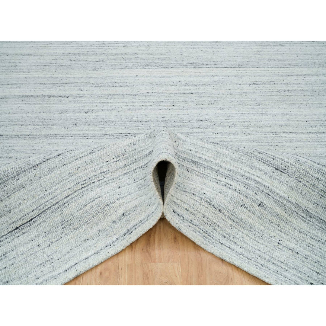 7'11" x 7'11" New Hand Loomed Grey Wool Square Oriental Rug - MOA10265838