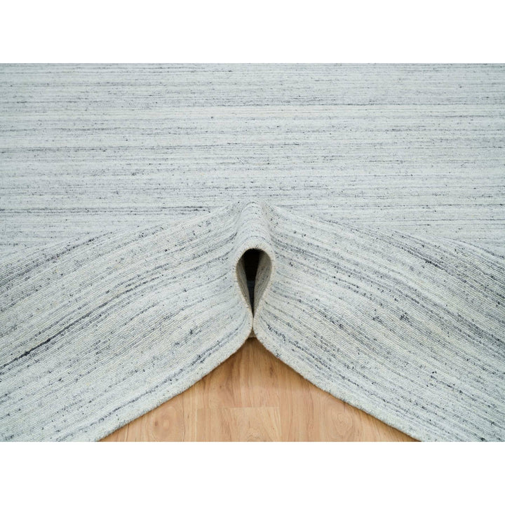 7'11" x 7'11" New Hand Loomed Grey Wool Square Oriental Rug - MOA10265838