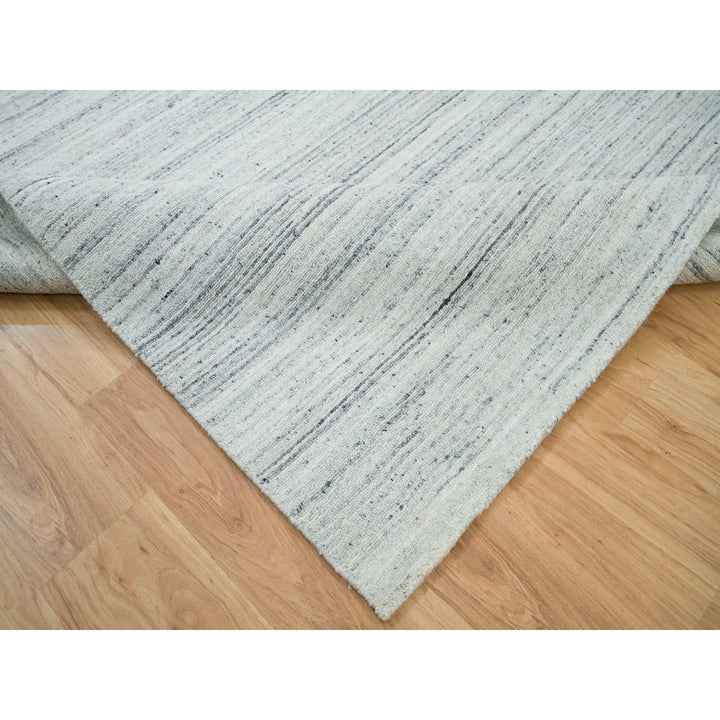 7'11" x 7'11" New Hand Loomed Grey Wool Square Oriental Rug - MOA10265838