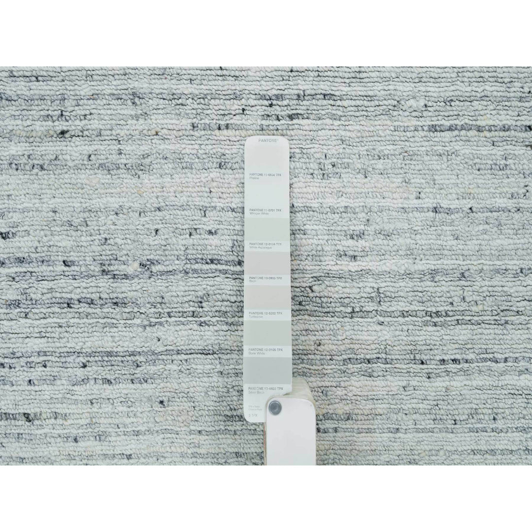 7'11" x 7'11" New Hand Loomed Grey Wool Square Oriental Rug - MOA10265838