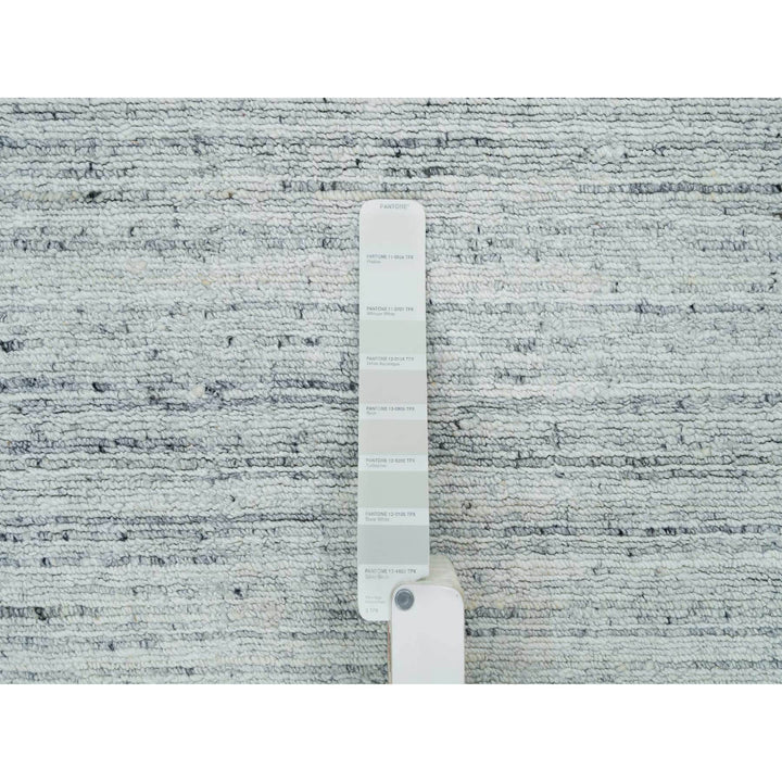 7'11" x 7'11" New Hand Loomed Grey Wool Square Oriental Rug - MOA10265838