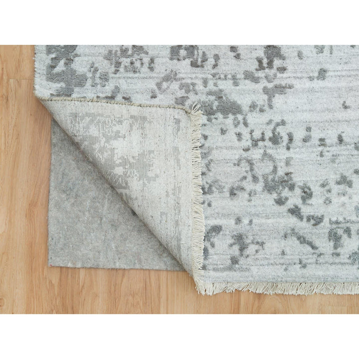 12'1" x 17'10" New Hand Knotted Grey Wool & Silk Rectangle Oriental Rug - MOA10265875