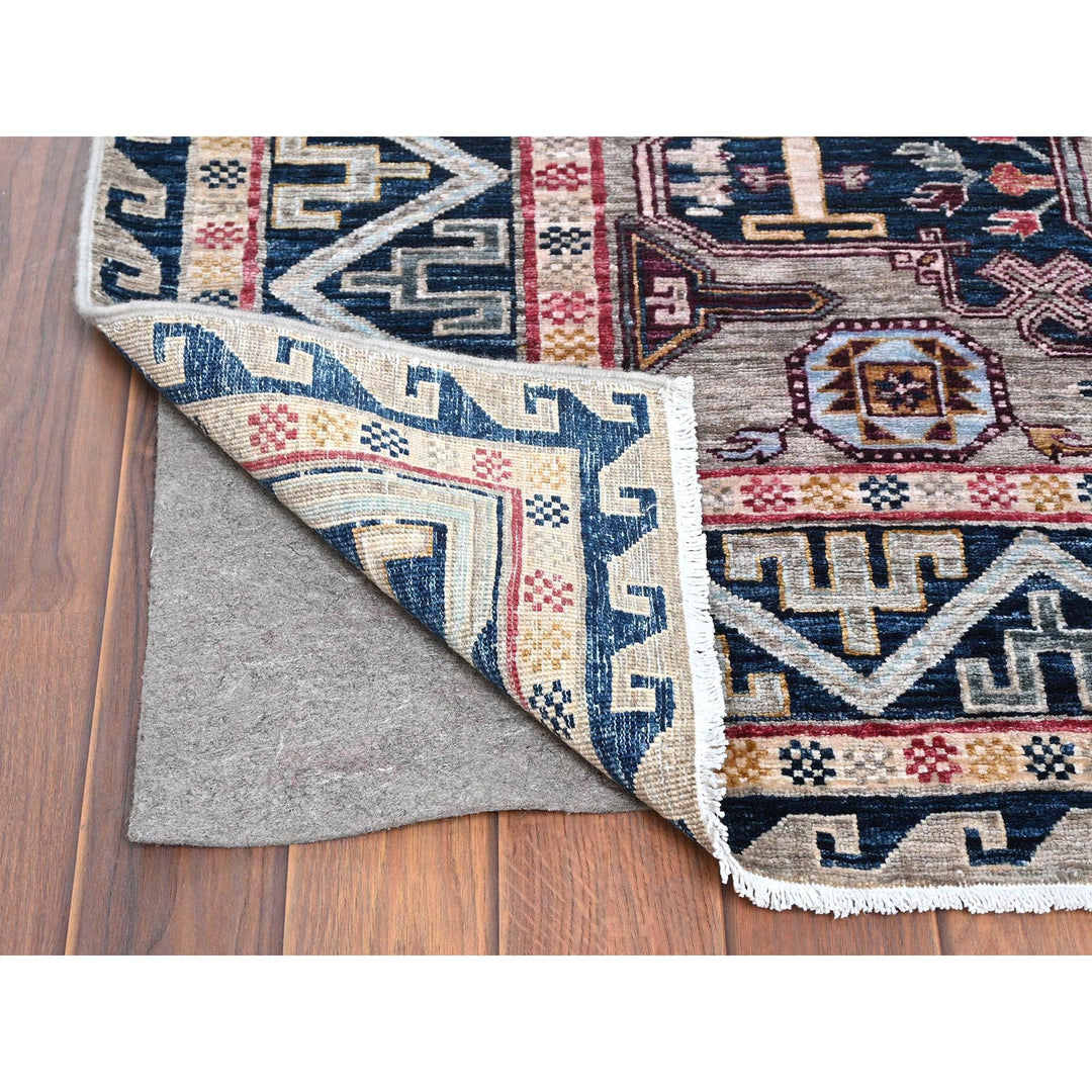 4'1" x 5'10" New Hand Knotted Grey Wool Rectangle Oriental Rug - MOA10266306