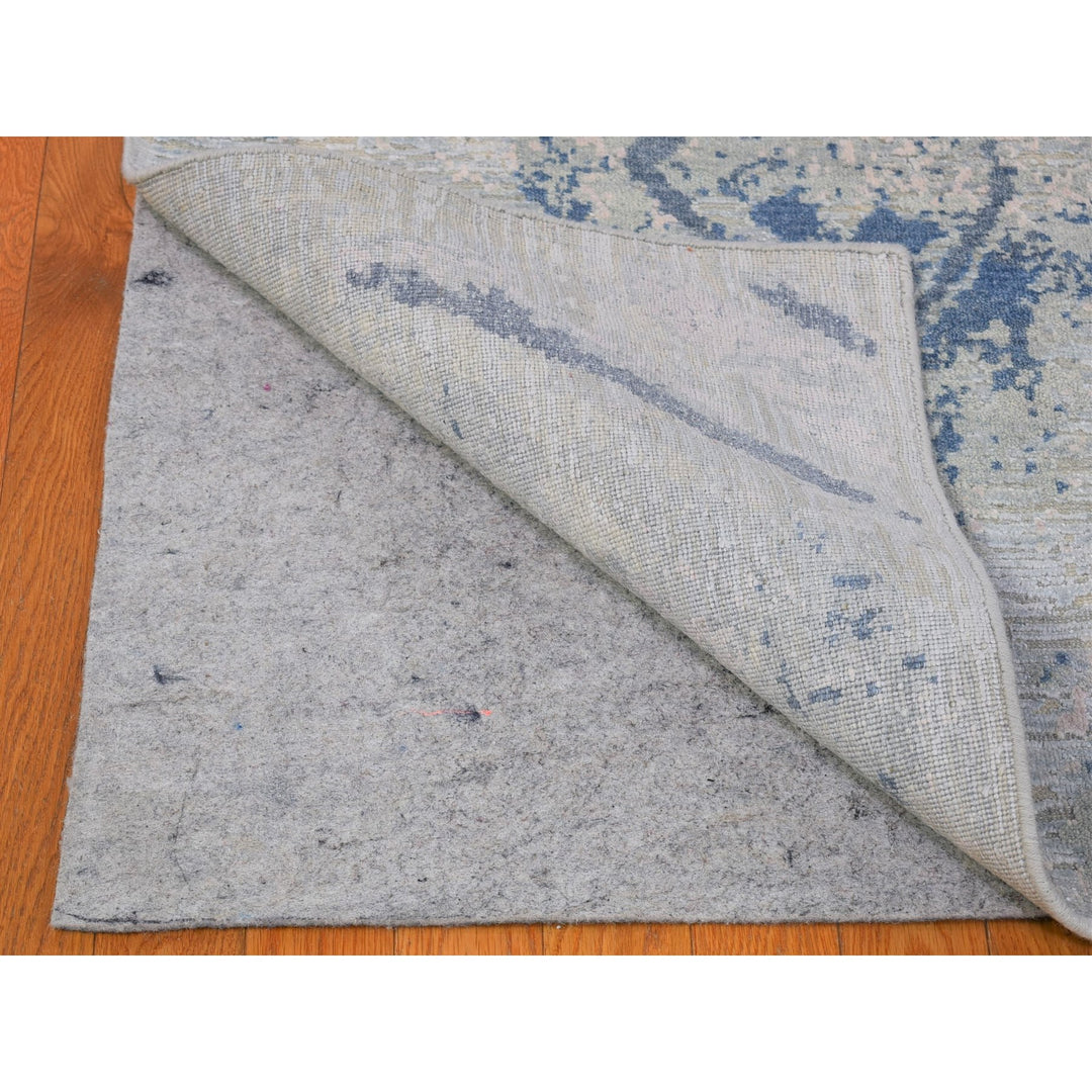 10'0" x 14'1" New Hand Knotted Ivory Wool & Silk Rectangle Oriental Rug - MOA10266443