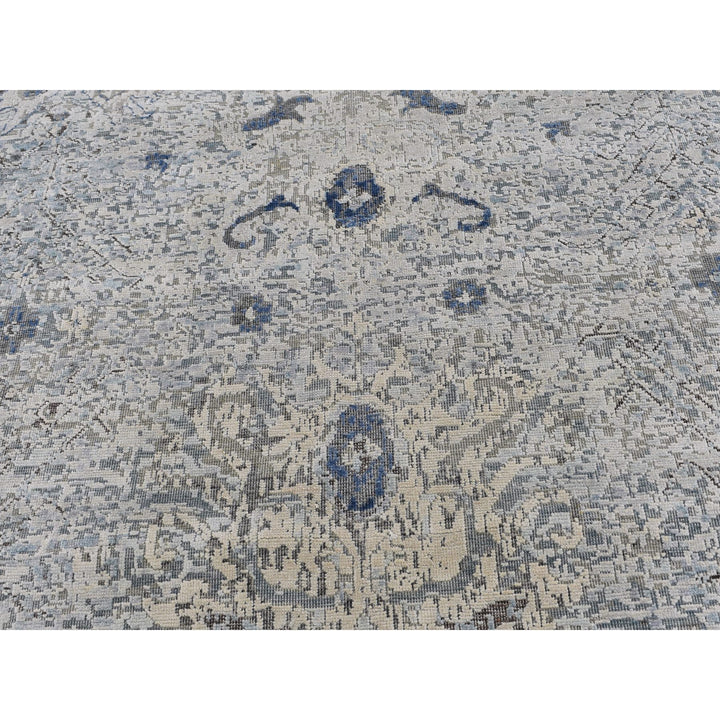 9'10" x 14'2" New Hand Knotted Ivory Wool & Silk Rectangle Oriental Rug - MOA10266446