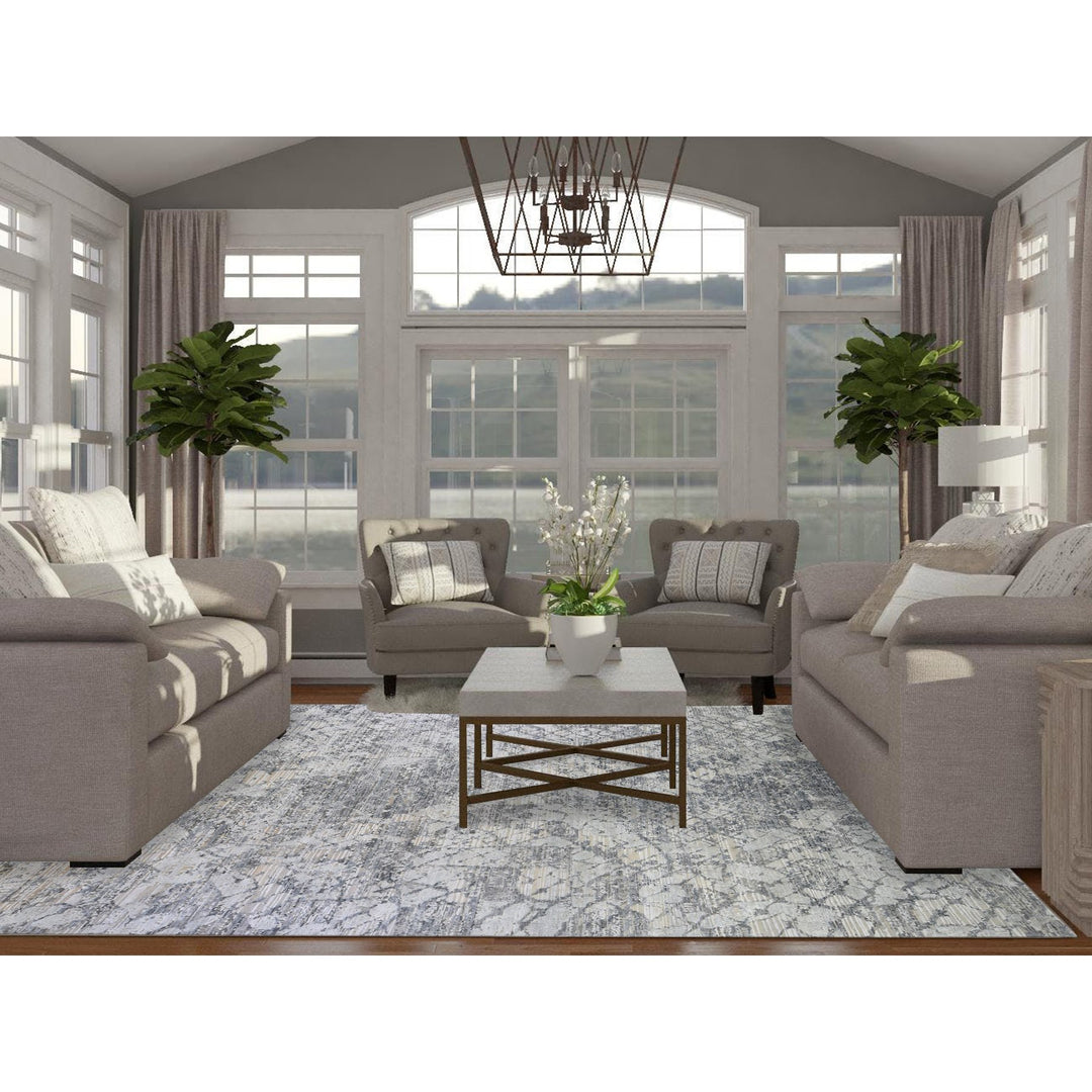 10'1" x 14'2" New Hand Knotted Grey Wool & Art Silk Rectangle Oriental Rug - MOA10266875