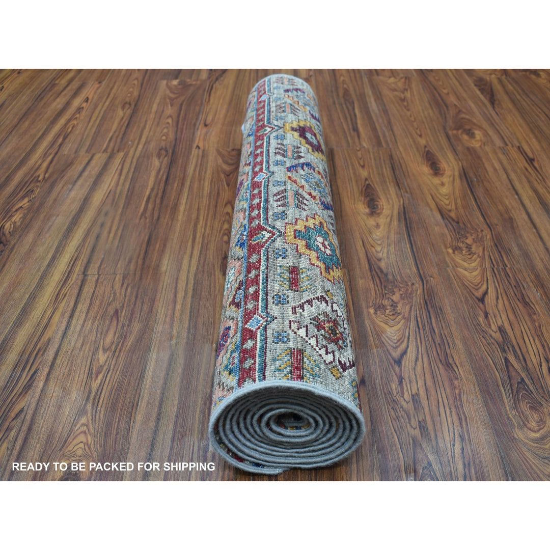 3'0" x 9'3" New Hand Knotted Grey Wool Runner Oriental Rug - MOA10267044