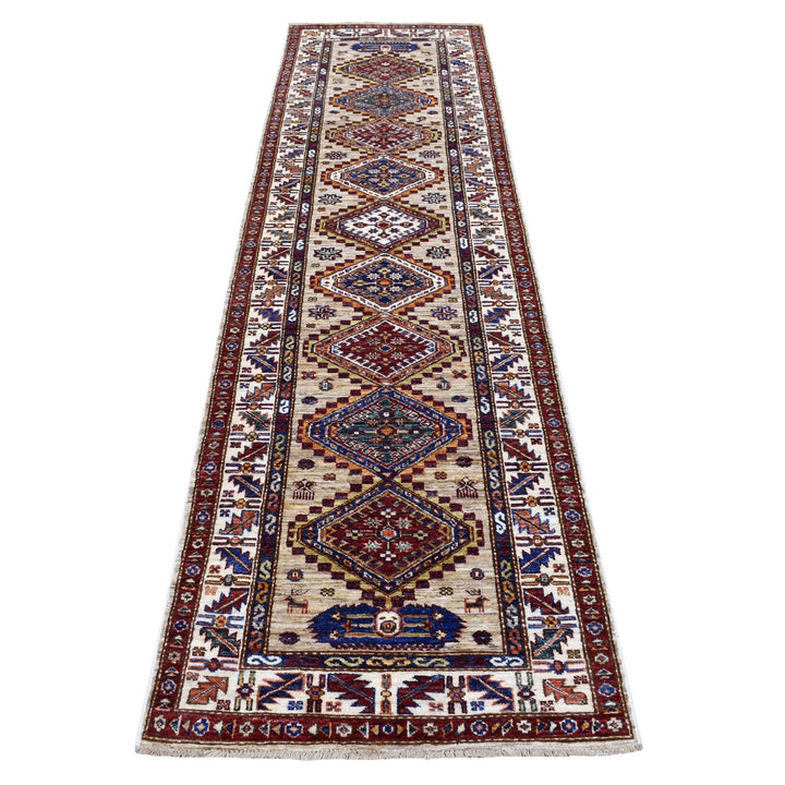 2'8" x 10'0" New Hand Knotted Beige Wool Runner Oriental Rug - MOA10267085