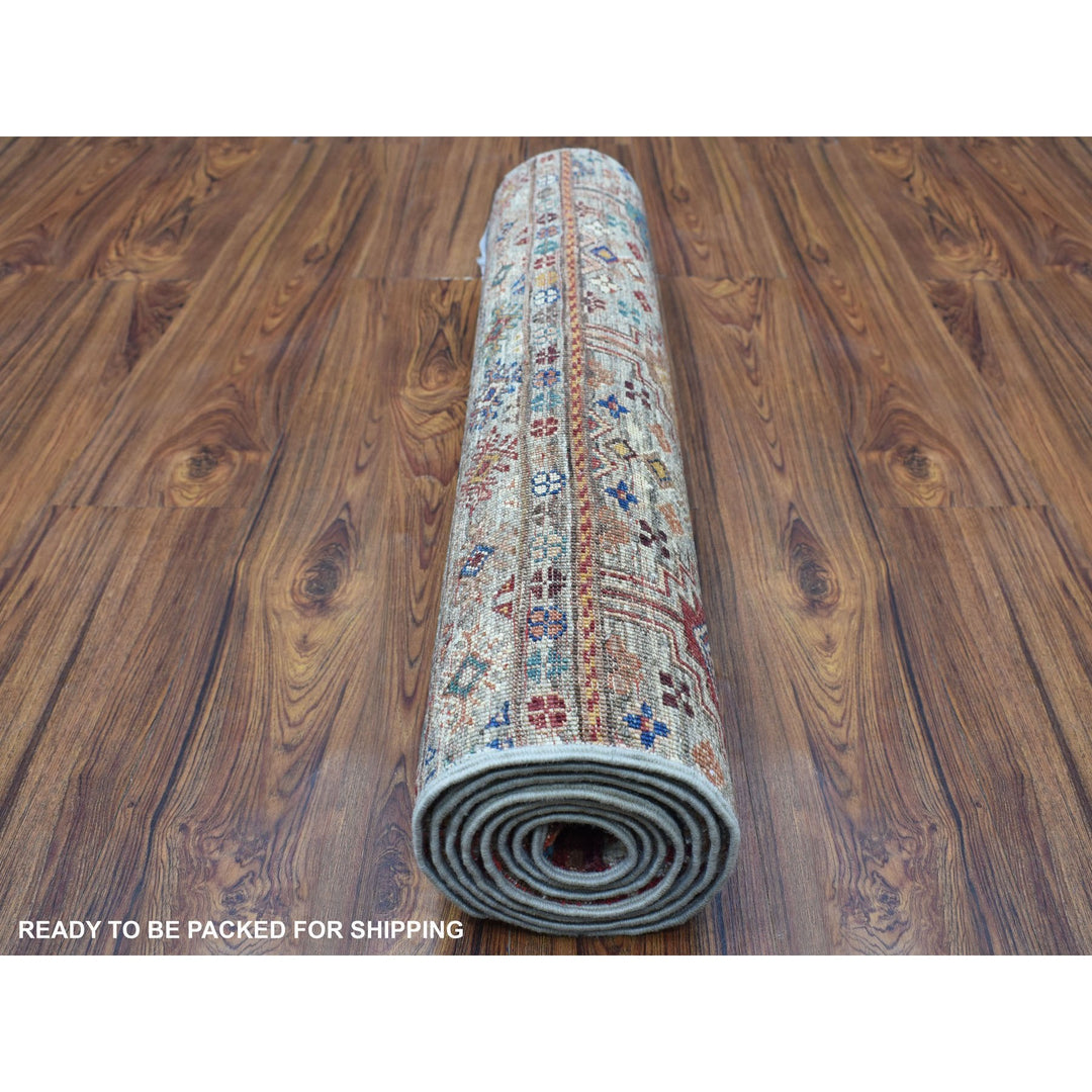 2'9" x 8'0" New Hand Knotted Grey Wool Runner Oriental Rug - MOA10267120
