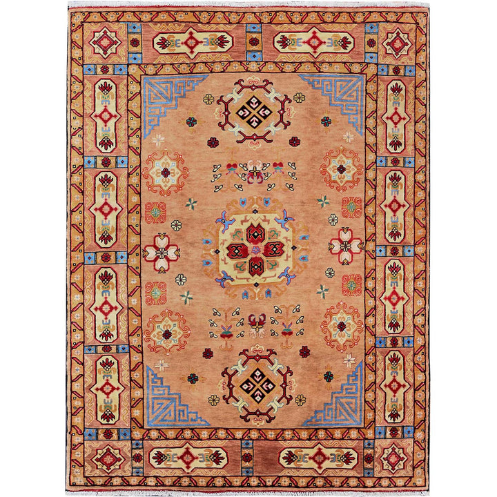 4'11" x 6'10" New Hand Knotted Brown Wool Rectangle Oriental Rug - MOA102672