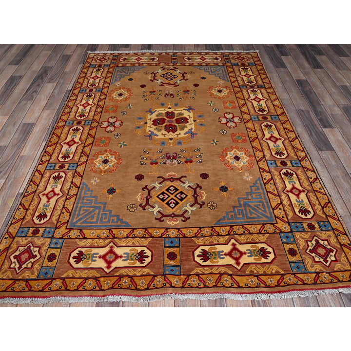 4'11" x 6'10" New Hand Knotted Brown Wool Rectangle Oriental Rug - MOA102672