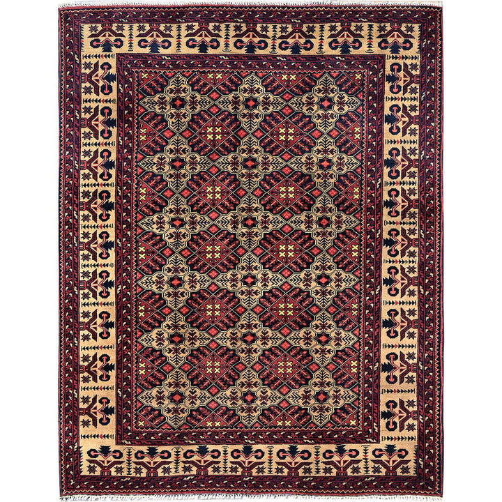 4'9" x 6'1" New Hand Knotted Red Wool Rectangle Oriental Rug - MOA102673