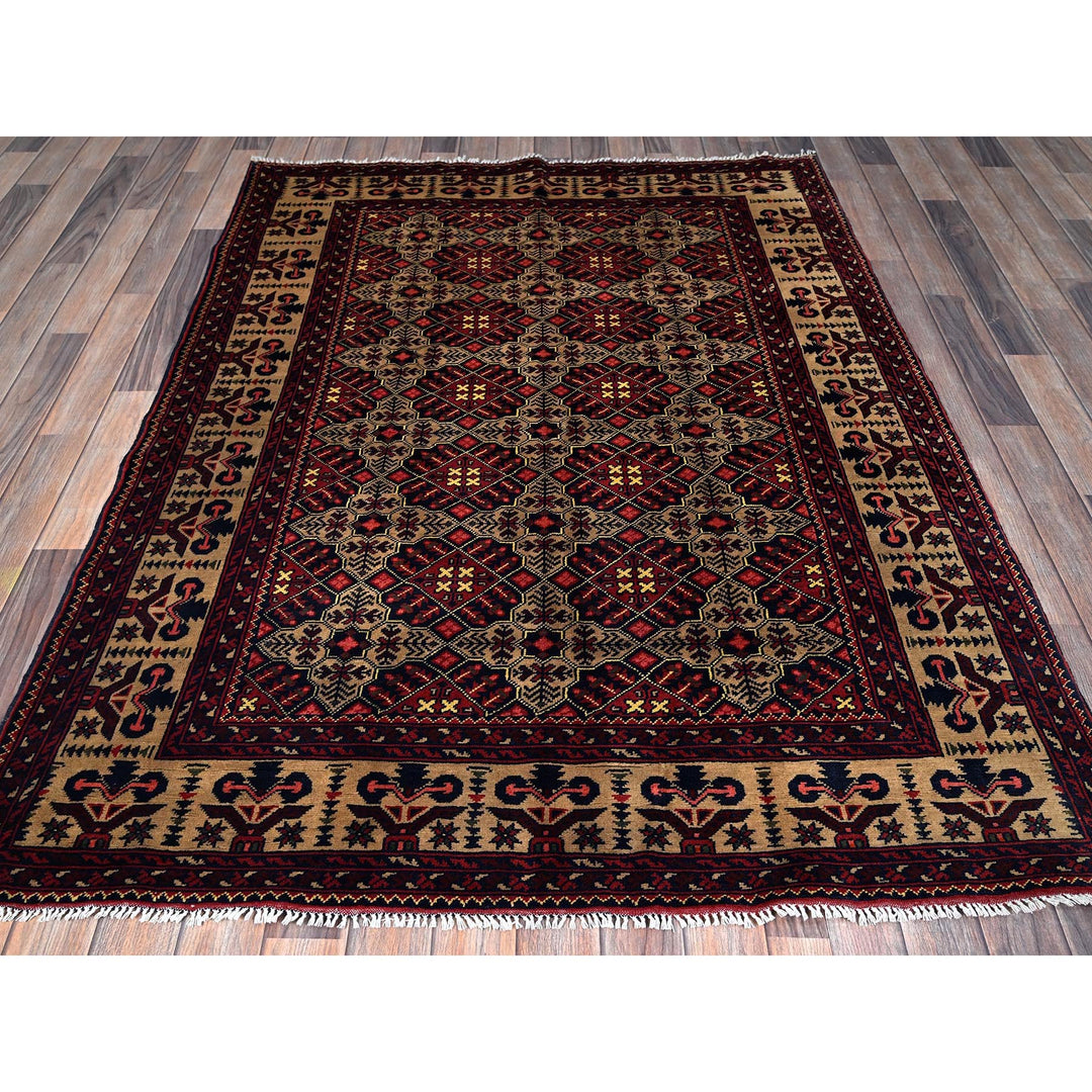 4'9" x 6'1" New Hand Knotted Red Wool Rectangle Oriental Rug - MOA102673