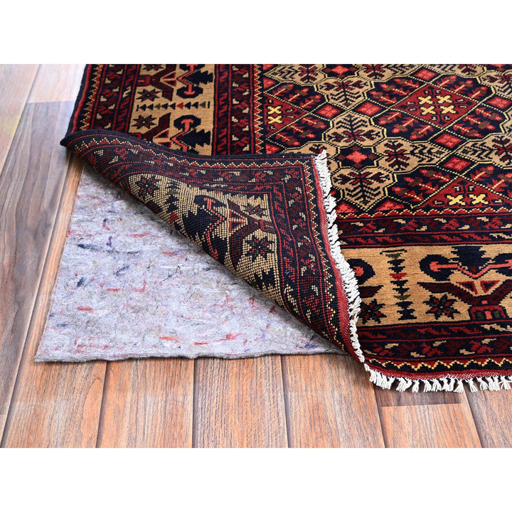 4'9" x 6'1" New Hand Knotted Red Wool Rectangle Oriental Rug - MOA102673