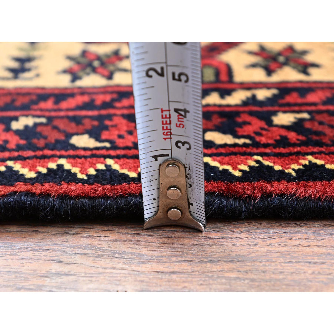 4'9" x 6'1" New Hand Knotted Red Wool Rectangle Oriental Rug - MOA102673