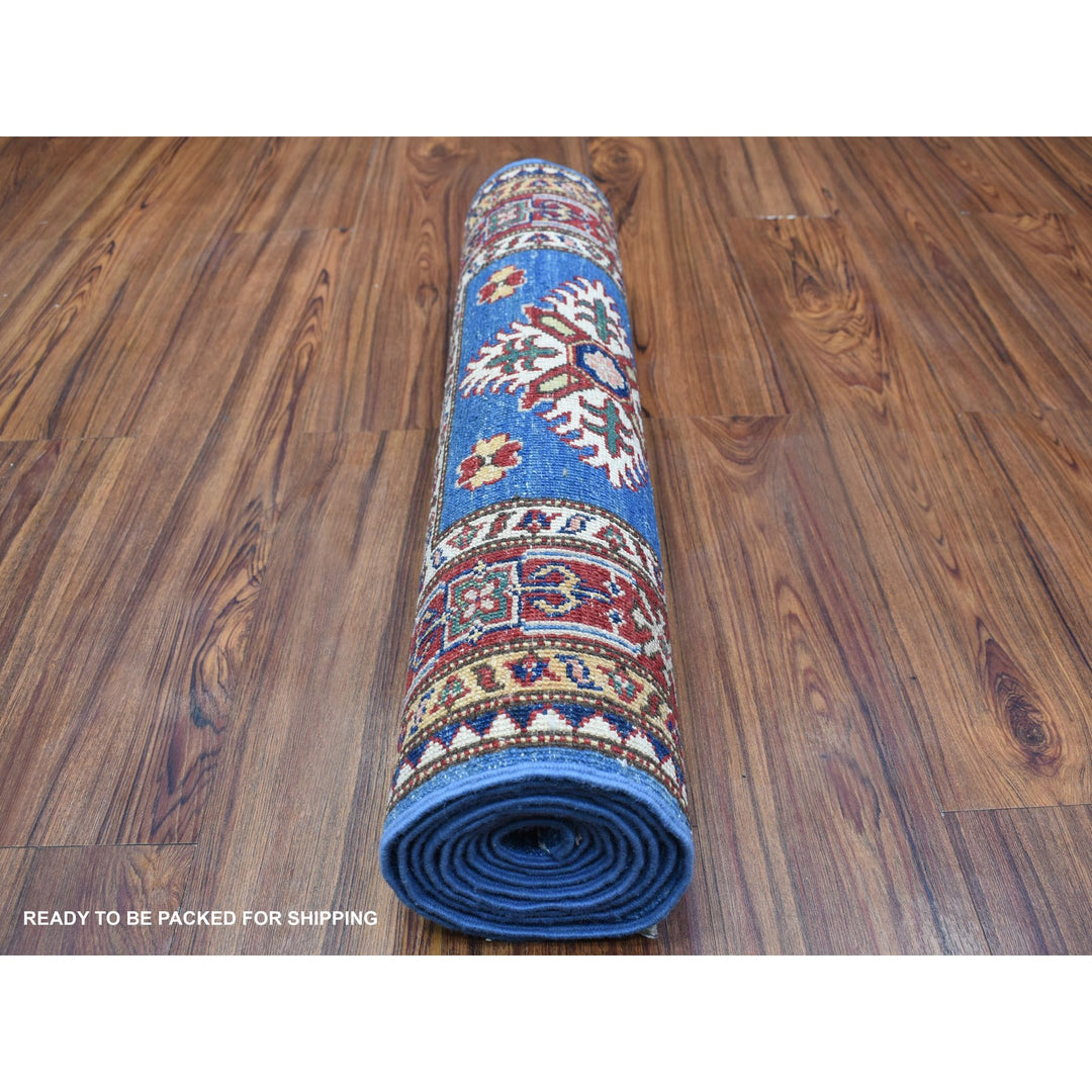 2'6" x 8'8" New Hand Knotted Blue Wool Runner Oriental Rug - MOA10267654