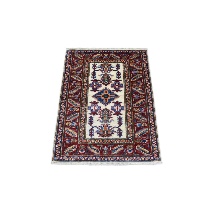2'1" x 3'0" New Hand Knotted Ivory Wool Rectangle Oriental Rug - MOA10268136