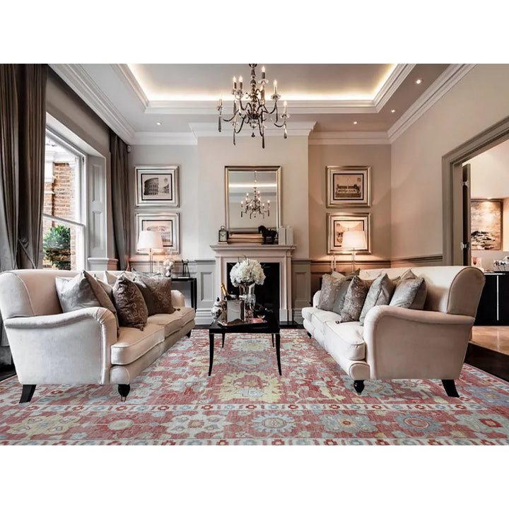 11'7" x 14'6" New Hand Knotted Red Wool Rectangle Oriental Rug - MOA10270194