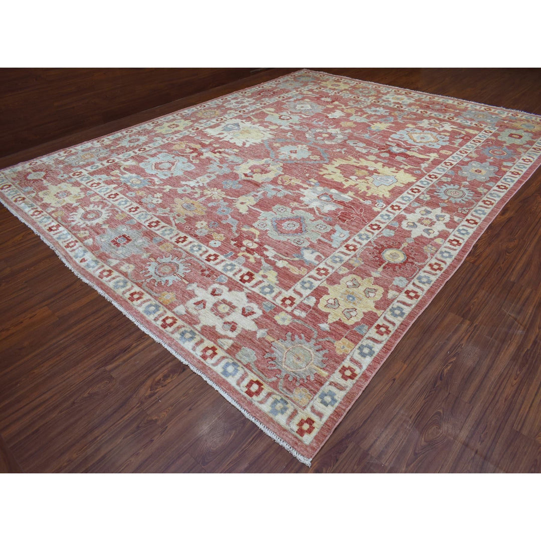 11'7" x 14'6" New Hand Knotted Red Wool Rectangle Oriental Rug - MOA10270194