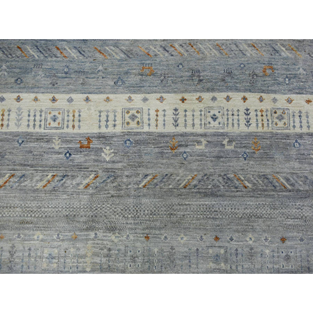 11'8" x 14'0" New Hand Knotted Grey Wool Rectangle Oriental Rug - MOA10270873